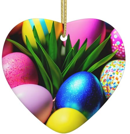 Bunte Ostereier Premium Weihnachten Keramik Dekorationen - Herzförmige Ornamente und Urlaub Essentials