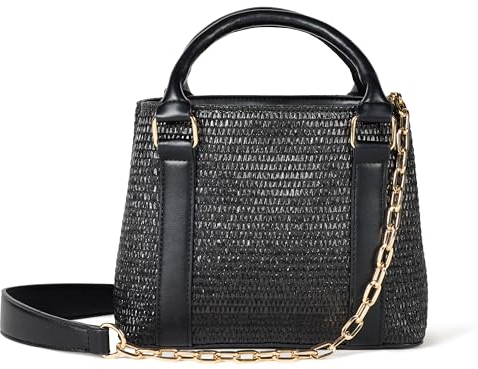 The Drop Sac À Bandoulière Orla Rectangulaire Saddle Cross Body, Paille Noire, Taille Unique