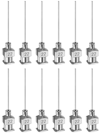 QUARKZMAN 12 Stück 22 Gauge Edelstahl Dosierkanülen, 1 Metallkleber-Nadelrohr mit stumpfer Spitze und Luer-Lock für dickflüssige Materialien, Tinte, Kleber, Laboreinsatz