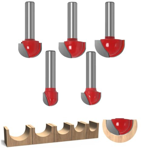 Aililong 5 Stück teiliger Rundfräser, Rundfräser Set, Kugelfräser Holzbearbeitung Fräser mit 8mm Schaft für perfekte Verzierungen und Präzisionsarbeiten
