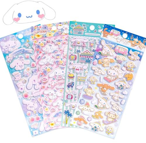 Cartoon Sticker Kinder, 4 Stück 3D Aufkleber Set Stickers Mädchen Lieblich Aufkleber Wasserdicht Stickers für Tasse, Laptops, DIY-Kunsthandwerk, Mobiltelefone, Sammelalben (DEG)