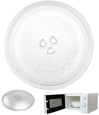 Microwave Plate Replacement Universal-Fit 9.6 Inch Turntable Glass Microwave Tray with Coupler and Microwave Turntable Ring Y Shaped Base for 17-25L Microwave, Microwave Plate, Microwave Plate Repl