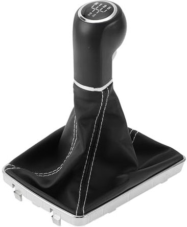 TUCKBOLD Pomo De Palanca De Cambios Manual De 5 Velocidad Con Cubierta para Opel para Astra H | De Palanca De Cambios Negro Blanco De Plástico Imitación Cuero 1 Pc.