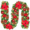 2.7m Weihnachtsgirlande, Grün Girlande Weihnachten, Tannengirlande mit Roten Blumen Beeren Tannenzapfen, Weihnachtsgirlande Aussen Innen, Christmas Garland für Tür Treppen Kamine