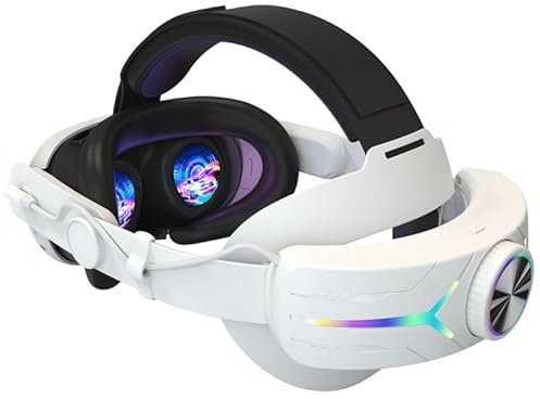 High-Tech Place Für Meta Quest 3 USB wiederaufladbar RGB Lichteffekt Kopfhörer faltbar verstellbar (weiß)