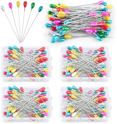 320 Stück Stecknadeln mit Kopf, 55mm Stecknadeln Lang mit Kasten, Bunt Stecknadeln Nähen Zubehör für Basteln Nähen Craft Jewelry Komponenten Dekoration