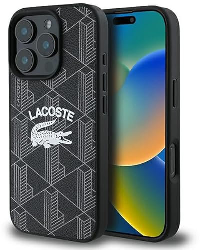 CG MOBILE Lacoste LCHMP16XPIGK Coque pour iPhone 16 Pro Max 6,9 Noir Monogramme Logo Vintage
