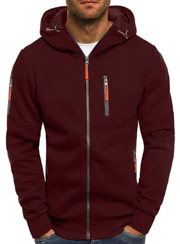 Generisch Herren Sweatjacke Hoodie Kapuzenjacke mit Reißverschluss Pullover Herren Kapuzenpullover Kapuzenjacke Hoodie Sweatshirt Langarm Einfarbige Sweatshirt Zip Hoodie Männer Basic Pullover