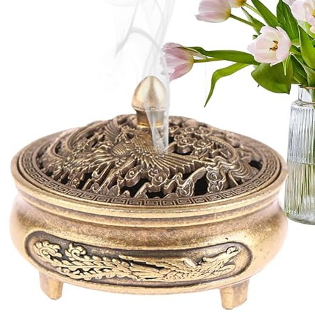 Brûleur D'aromathérapie En Cuivre - Ornement De Porte-encens En Alliage Métallique | Charme D’ornement De Porte-encens En Métal | Décoration De Bureau Décorative Pour Chambre À Coucher, Salon, Balcon,