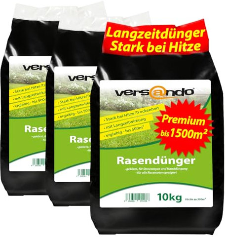 versando 30 kg Engrais gazon longue durée printemps été jusqu’à 1500 m² : apport nutritif parfait, idéal chaleur, sécheresse pour pelouse dense et verte – premium