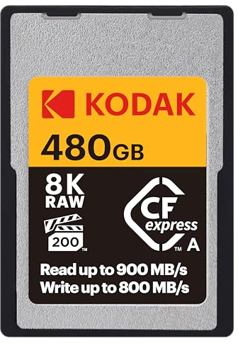 Kodak CFexpress-Karte Typ A 480 GB – Hohe Geschwindigkeit 1700 MB/s – kompatibel mit 8K/4K Foto- und Videokameras – 6 g – zuverlässige und schnelle Speicherung für Profis