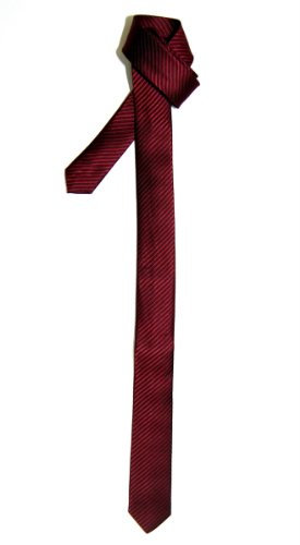 Retreez Corbata fina para hombres con textura de rayas Rojo burdeos