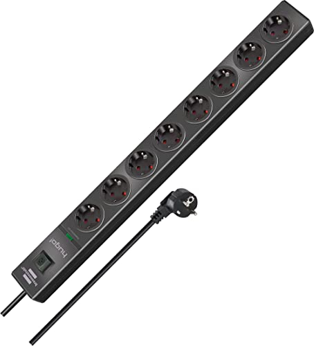 Brennenstuhl 1150610318 - Base múltiple hugo! antracita con protección contra sobretensión (8 tomas) Multicolore