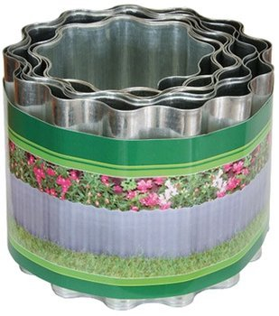 Gartenwelt Riegelsberger Rasenkante Welle verzinkt Beetumrandung Rasenbegrenzung Beeteinfassung Höhe 14 cm Länge 50 m