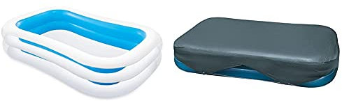 Intex 56483Np Piscina Hinchable Rectangular 262 X 175 X 56 Cm, 770 litros (Colores Surtidos), 1 Unidad + 58412Np Cobertor Rectangular Piscina 305 X 183 Cm Y 262 X 175 Cm