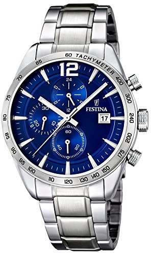 Festina Herrenuhr Chronograph 5 Bar Analog Chrono Datum Silber F16759/3
