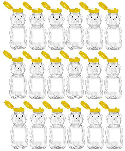Nakpunar 18 pcs 12 oz PET Honey Bear Jars with Lids (8 fl oz)