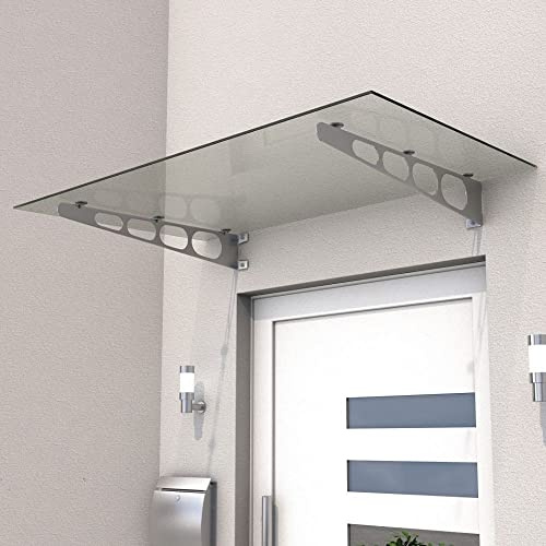 Edelstahlvordach Vordach Echtglas Haustürdach HD/LT 160x90 matt VSG 857400027