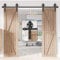 WINSOON 9FT Wood Double Sliding Barn Door Hardware Basic Black Big Spoke Wheel Roller Kit，5-18FT for Choose