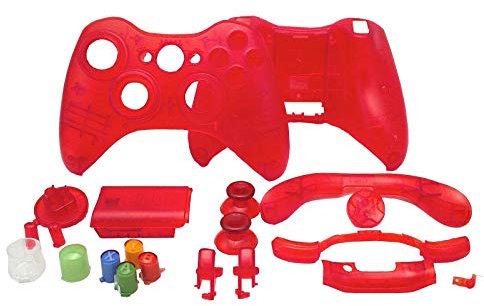 OSTENT Kit shell e pulsanti di ricambio compatibile per controller wireless Microsoft Xbox 360 - colore rosso