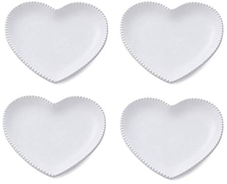 CHOOLD Elegant Ceramic Heart Shaped Dinner Plate/Salad Plate/Dessert Plate/Steak Plate for Kitchen Party Xmas Gift 7''-Set of 4