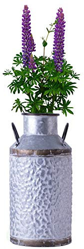 Vintiquewise Rustic Farmhouse Style Galvanized Metal Milk Can Decoration Planter and Vase, Large