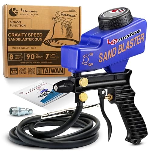 LE LEMATEC Kit de pistola de chorro de arena, removedor de óxido y removedor de dolor, equipo de chorro de arena de chorro de arena continuo. Lanzador de medios AS118-2