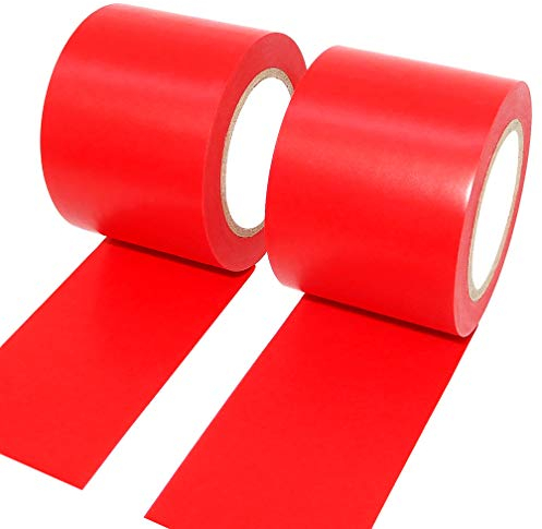 ALBOYI - Cinta aislante de PVC Resistente al agua (2 unidades, 50 mm x 15 m), Rojo