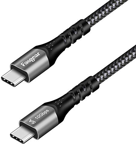 Fasgear USB-C Cable, 1 Pack USB 3.1 Gen 2 Fast Charge, 100W PD 20V/5A, 10Gbps Data Transfer, 4K@60Hz Video Output, Compatible with Type-C Devices (1.6ft, Black)