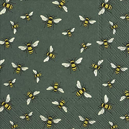 IHR 20 Servietten Motiv: Lovely Bees green - Bienen grün 33x33cm