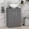 Royal Bathrooms 600mm Floor Standing Vanity Unit 2 Door Indigo Grey Gloss & Countertop Basin - Breeze