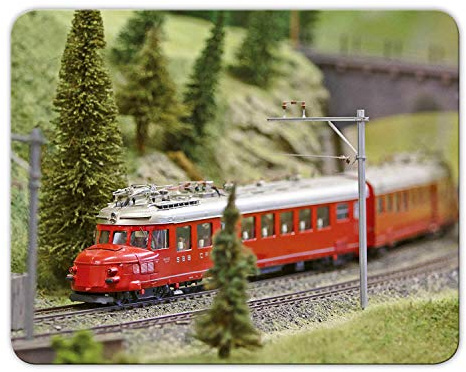 Addies Mousepad 'Modelleisenbahn' schönes Mauspad Motiv mit Kautschuk Untermaterial, 24x19cm - MP06