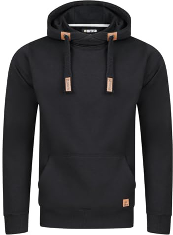 riverso Hoodie Herren Regular Fit RIVNiklas Kapuzenpullover Pullover Cross-Over-Kragen Schwarz XL (XL, Black (BJD))