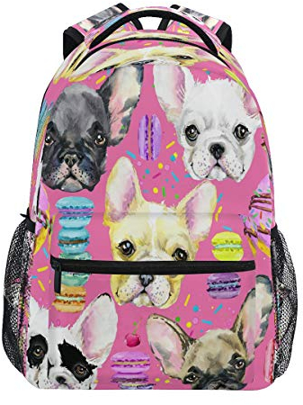 HaJie Zaino Macaron Cani Stampa Animale Zaino Grande Capacità Zaino Casual Scuola Book Bag Spalline Computer Laptop Borsa per Donne Uomo Ragazze Ragazzi