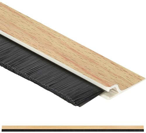 KOTARBAU® Burlete bajo puerta con pelo 100 cm, Burlete pelo para puerta, Burlete roble autoadhesivo, Bajo puerta de PVC adhesivo 1 metro, Tira aislante, Burlete de pelo, Burlete de cepillo