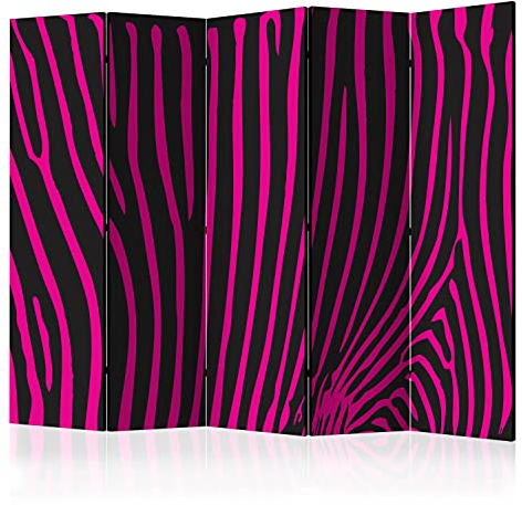 murando Raumteiler Foto Paravent Abstrakt 225x172 cm beidseitig auf Vlies-Leinwand bedruckt Trennwand Spanische Wand Sichtschutz Raumtrenner Design geometrische Muster rosa schwarz Linien f-C-0391-z-c