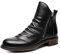 ERLINGO Stivaletti da uomo in finta pelle, classici con doppia cerniera laterale, stivaletti alla caviglia, vintage, antiscivolo, comodi, da lavoro, casual, Nero , 42.5 EU