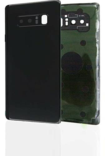 KIT 3 Pezzi 1 Copri Batteria +1 biadesivo +1 lente compatibile per SAMSUNG GALAXY NOTE 8 N950 SM-N950F N950F retro Posteriore Back Cover Retro Scocca + adesivo + lente con cornice (Nero)