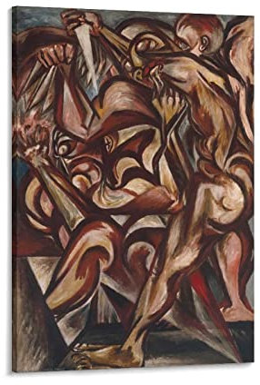 Jackson Pollock Kunstdruck auf Leinwand, Motiv: Nackter Mann mit Messer, 30 x 45 cm