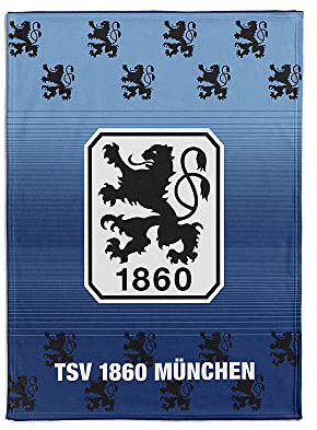 TSV 1860 München Decke/Flanelldecke/Flanellfleecedecke ** Logo **, blau, 150x200