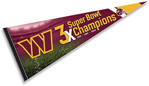 WinCraft Washington Commanders 3 Time Bowl Champions Pennant Banner Flag