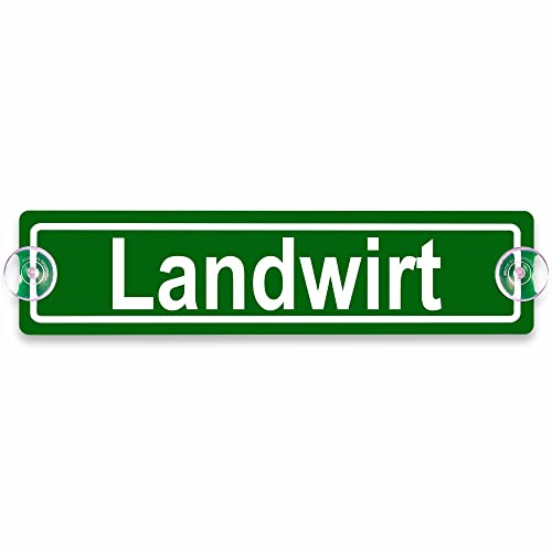 Schilderio Premium Saugnapfschild Schild Landwirt 3 mm Acrylglas ca 200 x 50 mm Landwirt Schild Auto mit 2 Saugnäpfen 20 mm Autoschild Landwirt zur Befestigung an Autoscheiben von innen