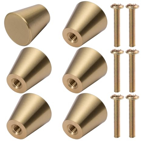 NAKUPENDA 6 Stück Möbelknöpfe Gold Möbel Griffe Solide Messing Schrankknöpfe Schubladenknöpfe für Schränke, Bücherregale, Kommode (15x15mm)