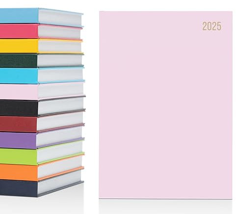Jahresplaner 2025, A5, 1 Seite pro Tag, fester Einband, kompletter Jahresplaner, Terminkalender, Rosa (in englischer Sprache)