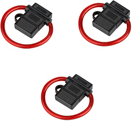 Audioproject Lot de 3 porte-fusibles ATC A210 - Avec câble 6 mm² 10 GA 12 V 24 V - Protection plate ou fusible 5 A 10 A 15 A 20 A 25 A 30 A - Câble extra épais pour voiture, camion, amplificateur