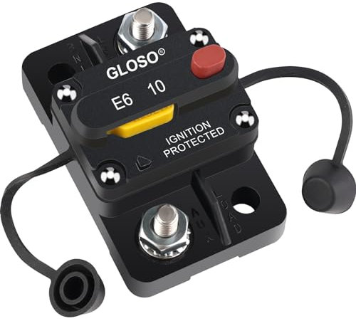 GLOSO Leistungsschalter Schalter Manuell Reset Schutzschalter Wasserdichtes Boot Kfz Batterie Auto Lastwagen 10 Ampere E69