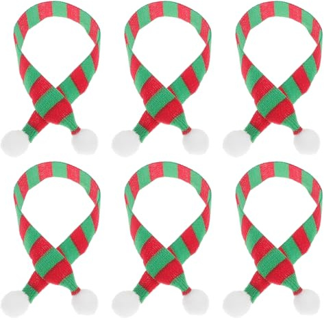 NUOBESTY 20pcs Mini Santa Hats For Crafts Mini Christmas Knitted Scarves Small Santa Hats For Wine Bottles Craft Decorations