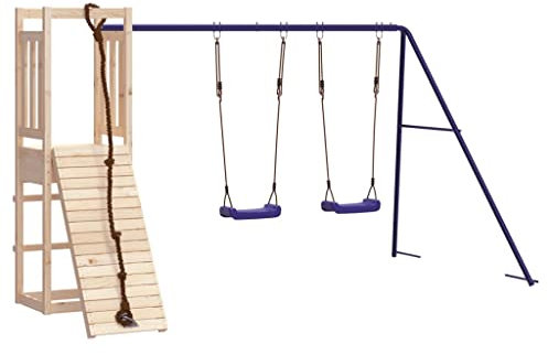 vidaXL Spielturm, Klettergerüst mit Kletterwand Schaukel, Kinder Kletterturm, Spiel-Zubehör für Garten, Holz Spielplatz Spielhaus, Massivholz Kiefer