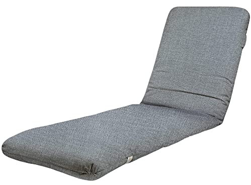 TIENDA EURASIA - Cojín para Tumbona de Jardín, Relleno de Fibra Acolchada, Funda de Tela Lavable con Cremallera, Cojines para Tumbonas (170 x 50 x 6 cm, Gris)