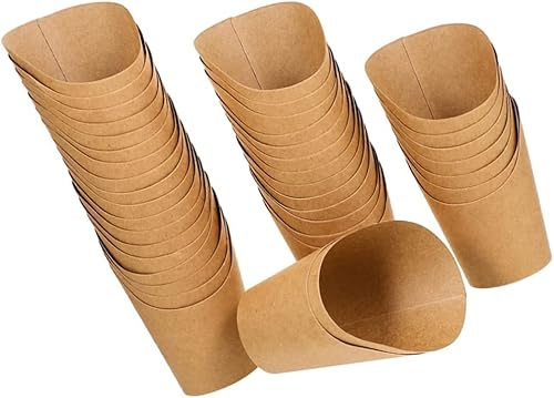 Patatas fritas desechables Portavasos Copas de charcutería Contenedores de alimentos de papel Kraft marrón 100 piezas Papel de gofres for hornear Cajas de bocadillos de palomitas de maíz Boda Cumpleañ